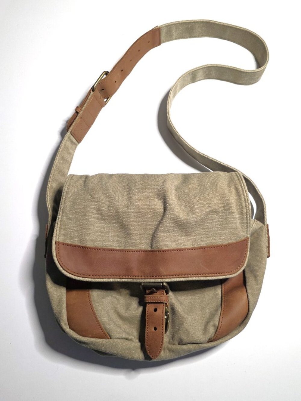L.L. Bean canvas & leather trim bag